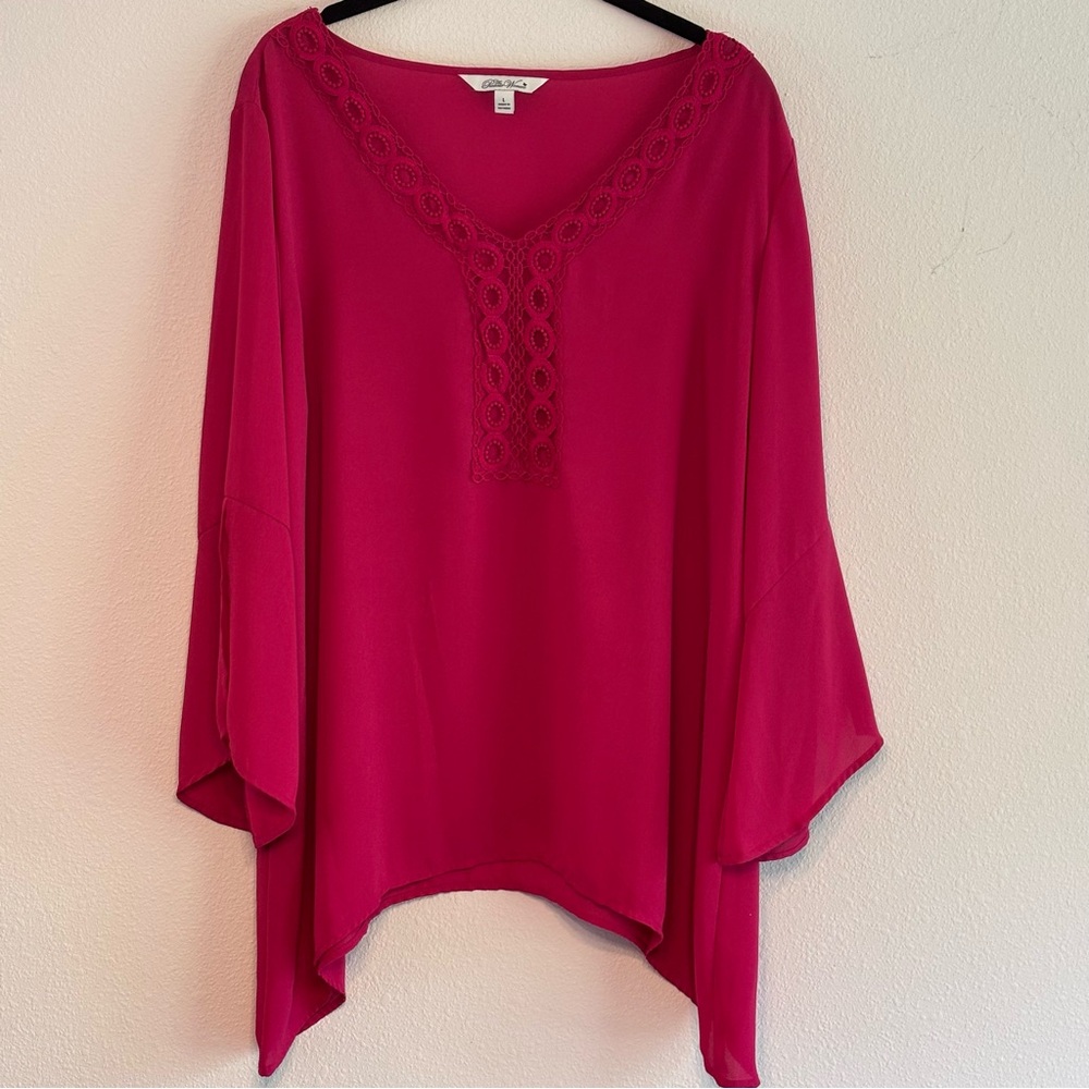 The Pioneer Woman Fuchsia Lace Detail Women's Tunic Size Large